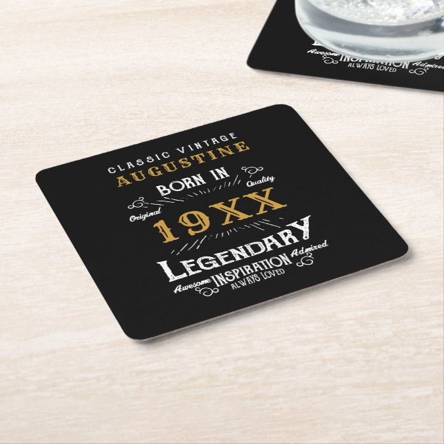 Personalised 40th Birthday Square Paper Coaster (Angled)