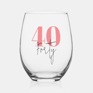 Personalised 40th Birthday Stemless Wine Glass