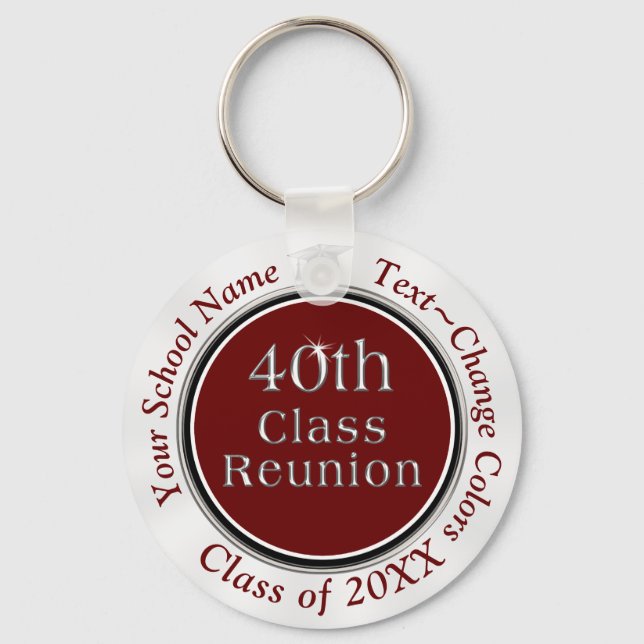 Personalised 40th Class Reunion Gifts, Your Key Ring (Front)