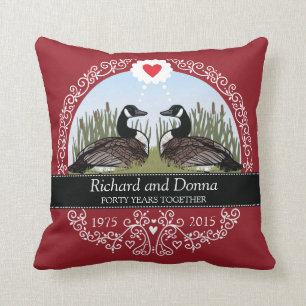 Personalised 40th Wedding Anniversary, Geese Cushion