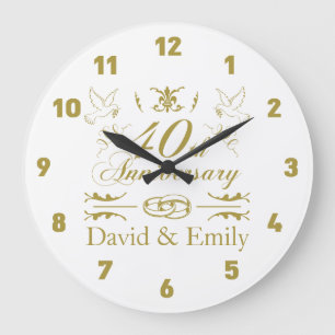 Personalised 40th Wedding Anniversary Large Clock