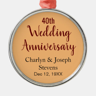 Personalised 40th Wedding Anniversary Metal Ornament