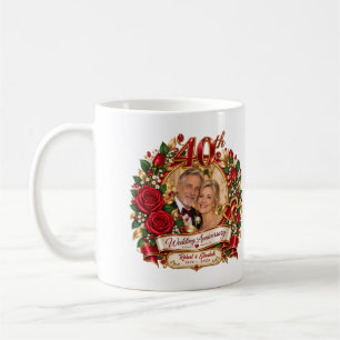 Personalised 40th Wedding Anniversary Photo Coffee Mug