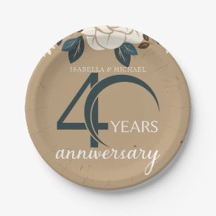 Personalised 40th Wedding Anniversary Rustic Paper Plate