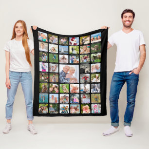 Personalised 45 Photo Collage Captions Your Colour Fleece Blanket