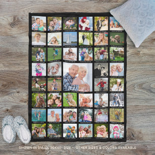 Personalised 45 Photo Collage Captions Your Colour Fleece Blanket