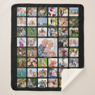 Personalised 45 Photo Collage Captions Your Colour Sherpa Blanket