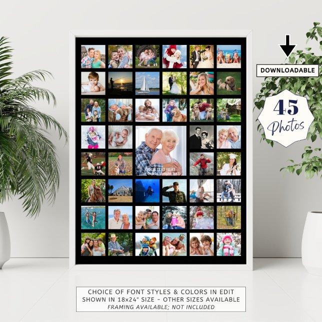 Personalised 45 Photo Collage Custom Colour Poster (Creator Uploaded)