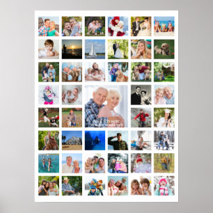 Personalised 45 Photo Collage Custom Colour Poster