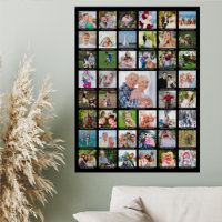 Personalised 45 Photo Collage with Captions Black