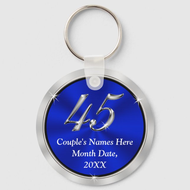 Personalised 45th Anniversary Favours, Keychains (Front)