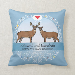 Personalised 45th Wedding Anniversary, Buck & Doe Cushion