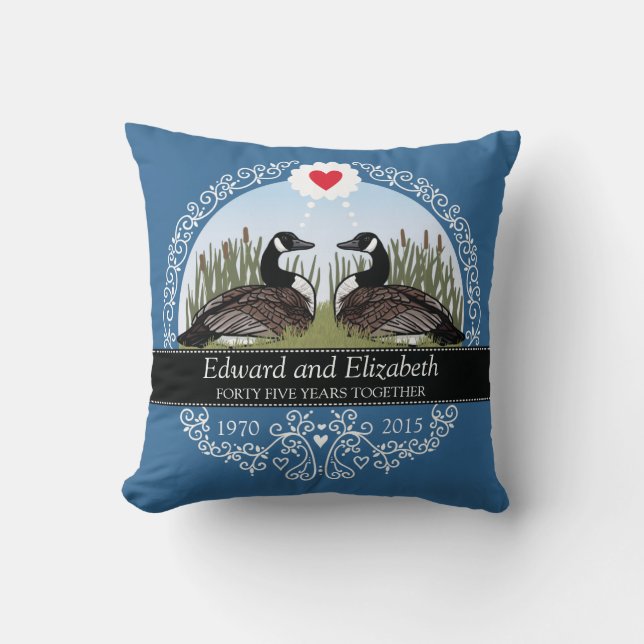 Personalised 45th Wedding Anniversary, Geese Cushion (Front)