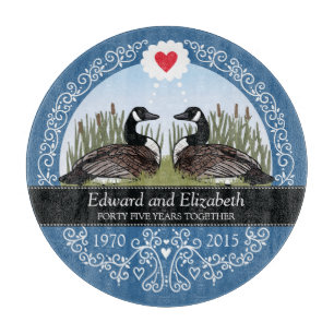 Personalised 45th Wedding Anniversary, Geese Cutting Board