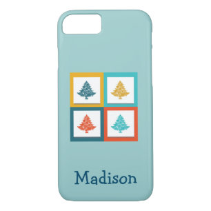 Personalised 4 Christmas Trees Retro Design iPhone 8/7 Case