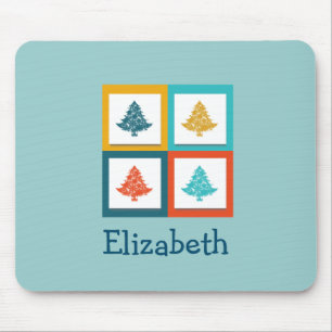 Personalised 4 Christmas Trees Retro Design Mouse Pad
