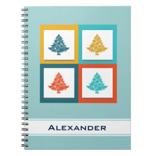 Personalised 4 Christmas Trees Retro Design Notebook