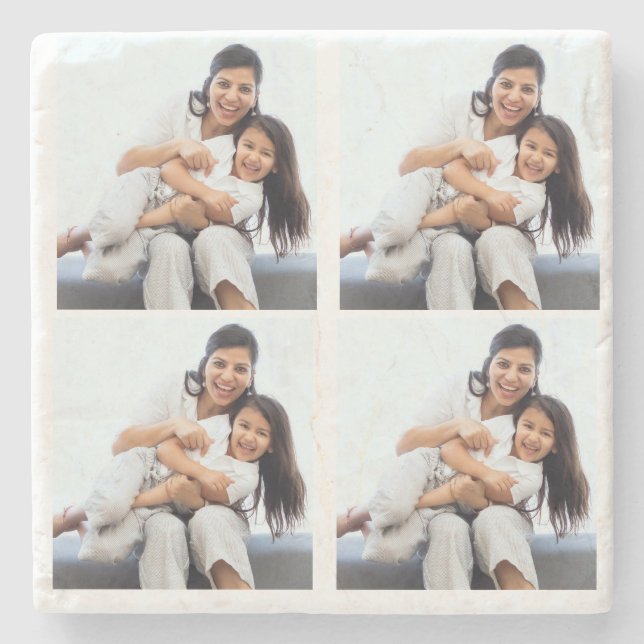 Personalised 4 collage Photos Custom  Stone Coaster (Front)