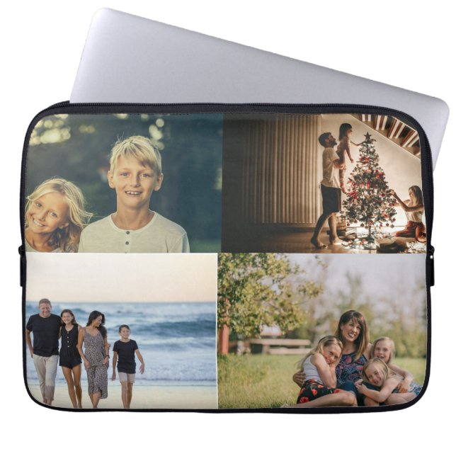 Personalised 4 Family Photo Collage Custom Laptop Sleeve (Front)