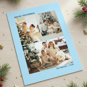 Personalised 4 Family Photo Collage Pest Colour Holiday Card