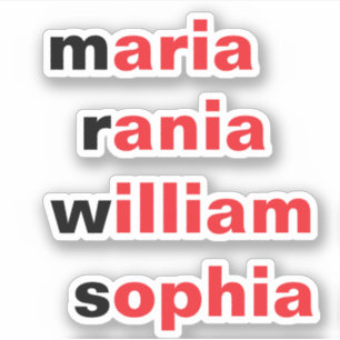 Personalised 4 Names, Novelty Fun Gift Stickers