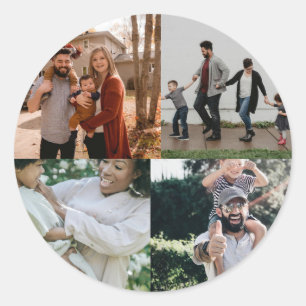 Personalised 4 Photo Classic Round Sticker