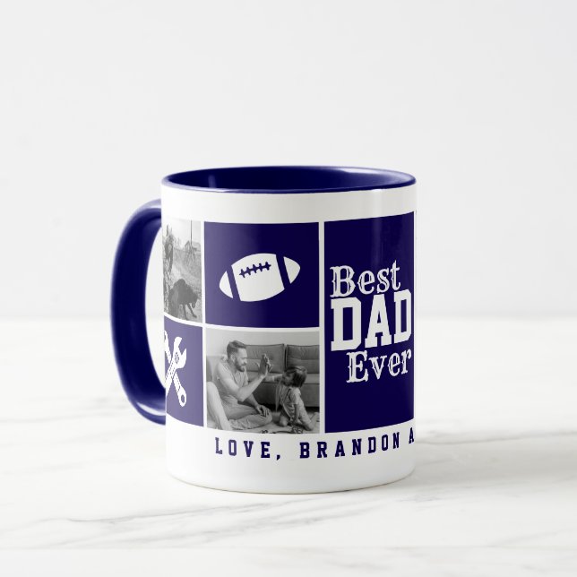 Personalised 4-Photo Collage "Best Dad Ever"  Mug (Front Left)
