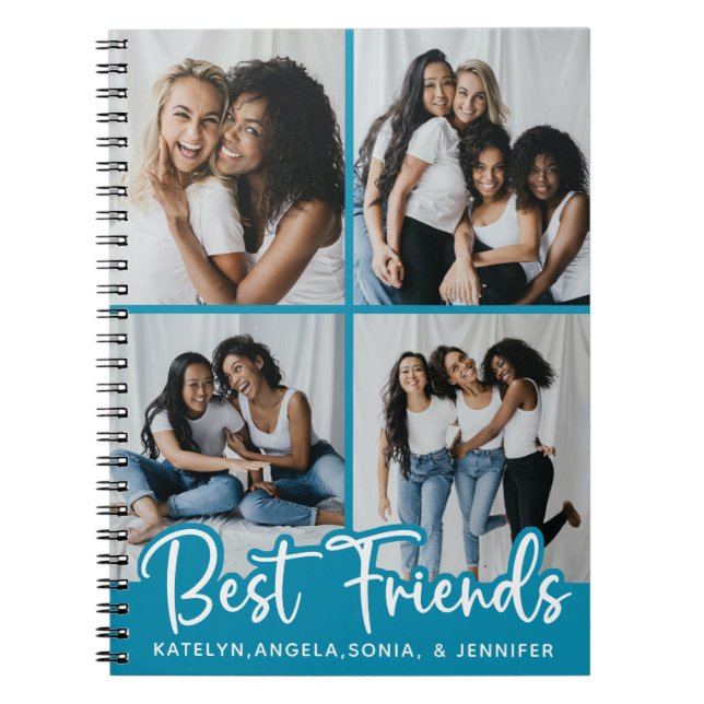 Personalised 4 Photo Collage Best Friends Notebook (Front)