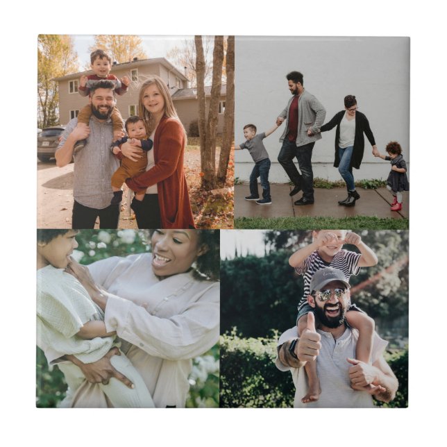 Personalised 4 Photo Collage Ceramic Tile (Front)