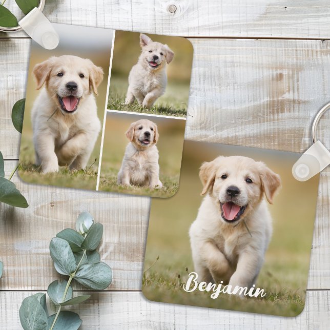 Personalised 4 Photo Collage Custom Dog Pet Puppy Key Ring (Creator Uploaded)