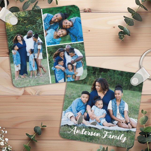 Personalised 4 Photo Collage Custom Modern Family Key Ring (Creator Uploaded)