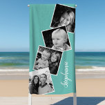 Personalised 4 Photo Collage Film Strip Teal Beach Towel<br><div class="desc">Personalised 4 Photo Collage Film Strip Teal Beach Towel. Personalise this custom design with 4 family photos and your name, </div>