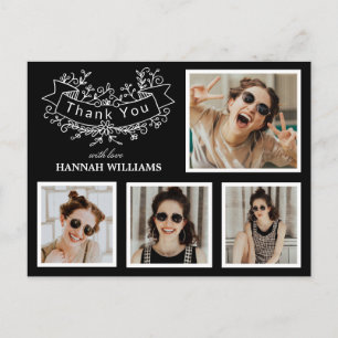 Personalised 4 Photo Collage Graduation Thank You Postcard