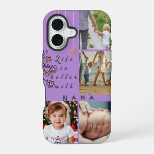 Personalised 4 Photo Collage Life is better Nana iPhone 16 Case