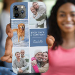 Personalised 4 Photo Collage Positive Quote Blue Case-Mate iPhone Case<br><div class="desc">Personalised Phone case for iphone 11 pro max and many other models. The design features a custom photo collage with 4 of your favourite photos, your name and the wording "Every day's a happy day". The photo template is set up ready for you to add your photos, working clockwise from...</div>