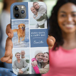 Personalised 4 Photo Collage Positive Quote Blue iPhone 11 Pro Max Case<br><div class="desc">Personalised Phone case for iphone 11 pro max and many other models. The design features a custom photo collage with 4 of your favourite photos, your name and the wording "Every day's a happy day". The photo template is set up ready for you to add your photos, working clockwise from...</div>