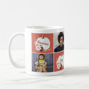 Personalised 4 photo collage Pumpkin Grandma Coffee Mug