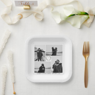 Personalised 4 Photo Collage Wedding Anniversary Paper Plate