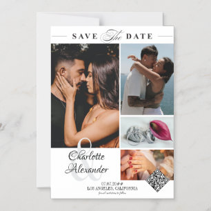 Personalised 4 Photo Collage Wedding Save the Date Magnetic Invitation