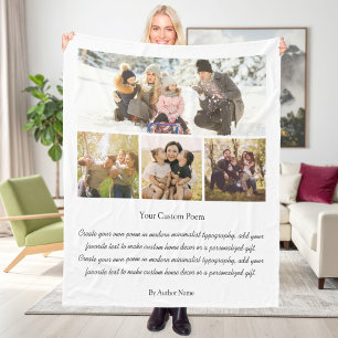 Personalised 4 Photo Collage With Poem Fleece Blanket