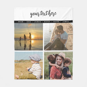 Personalised 4 Photo Family Love Memories Fleece Blanket