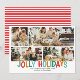 Personalised 4 Photo Jolly Holidays Christmas Holiday Card