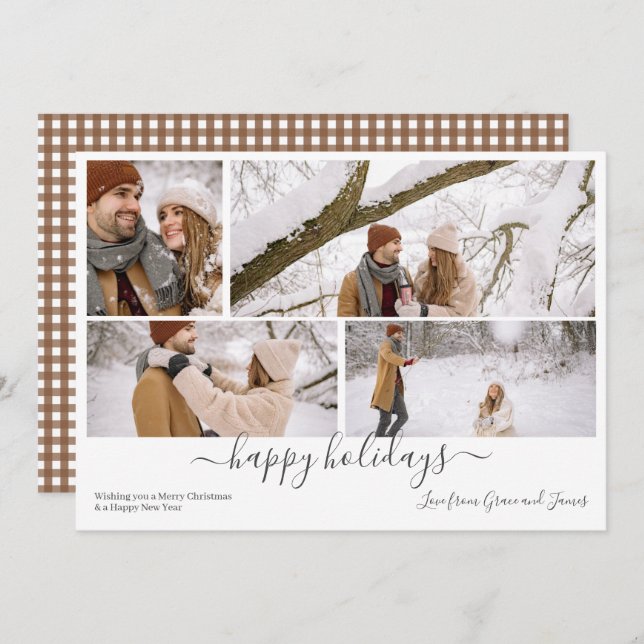 Personalised 4 Photo Merry Christmas  Holiday Card (Front/Back)