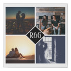 Personalised 4 Photo Monogram Black