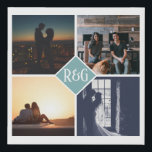 Personalised 4 Photo Monogram Teal Faux Canvas Print<br><div class="desc">Teal green - Personalised 4 Photo Monogram keepsake wall art - Faux Wrapped Canvas Print from Ricaso - add your own photos and monogrammed text - photo collage keepsake gifts</div>