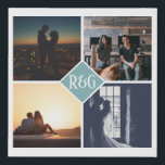 Personalised 4 Photo Monogram Teal Faux Canvas Print<br><div class="desc">Teal green - Personalised 4 Photo Monogram keepsake wall art - Faux Wrapped Canvas Print from Ricaso - add your own photos and monogrammed text - photo collage keepsake gifts</div>