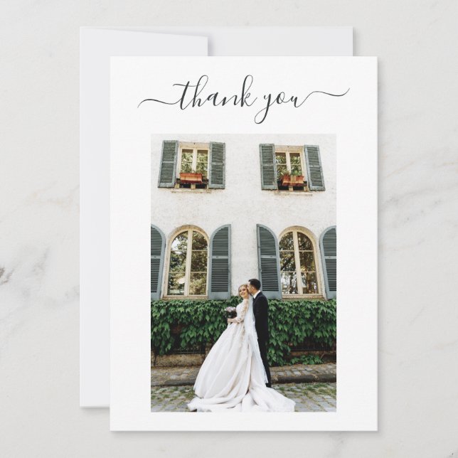 Personalised 4 Photo Wedding Thank You Script Card (Front)