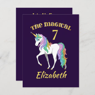 Personalised 4th 5th 6th 7th 8th Birthday Unicorn Invitation