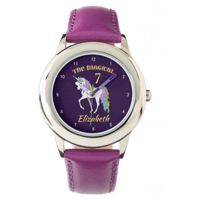 Personalised 4th 5th 6th 7th 8th Birthday Unicorn Watch (Front)