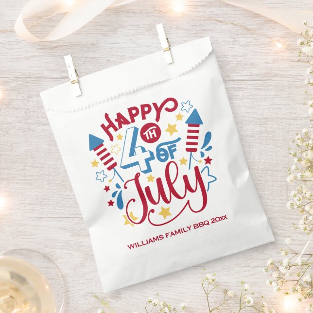 Personalised 4th of July BBQ Favour Bag (Clipped)